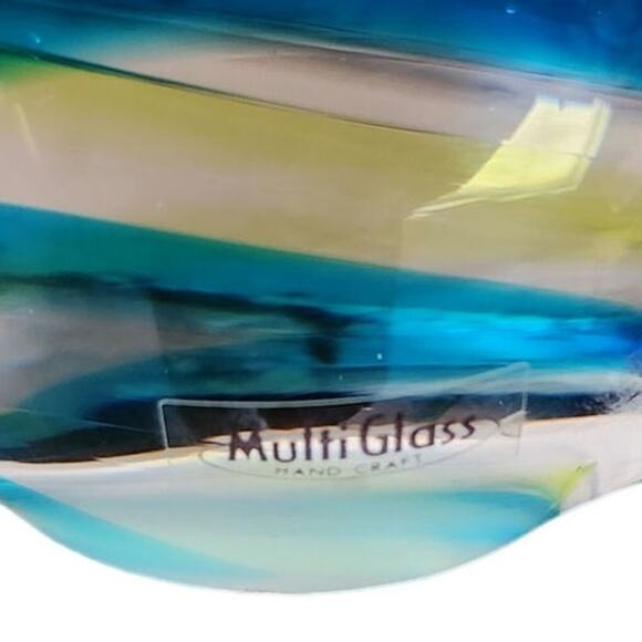 Multi Glass Hand Craft Murono Style Glass Fish set of 2 6.5"x4" 5"x3.5" - Picture 9 of 10